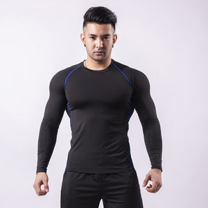 Men Compression Running T Shirt Fitness Tight Long Sleeve Sport tshirt Training Jogging Shirts Gym elastic Quick Dry rashgard