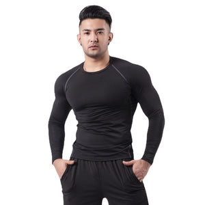 Men Compression Running T Shirt Fitness Tight Long Sleeve Sport tshirt Training Jogging Shirts Gym elastic Quick Dry rashgard